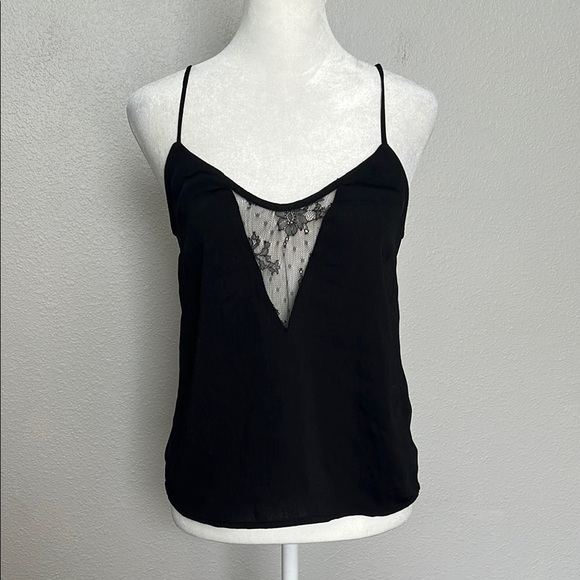 H&M Lace Inset Black Camisole Size 4 - Picture 1 of 7